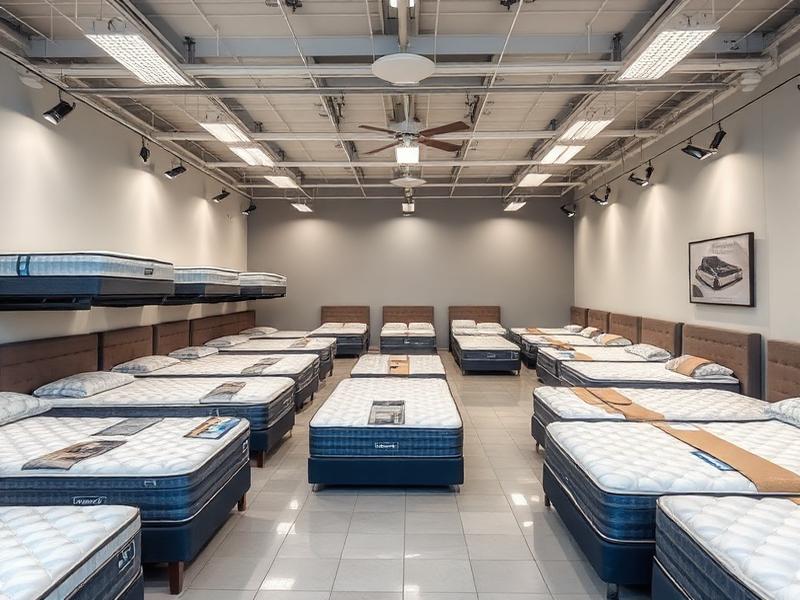 Sala de exhibición con colchones de distintas medidas